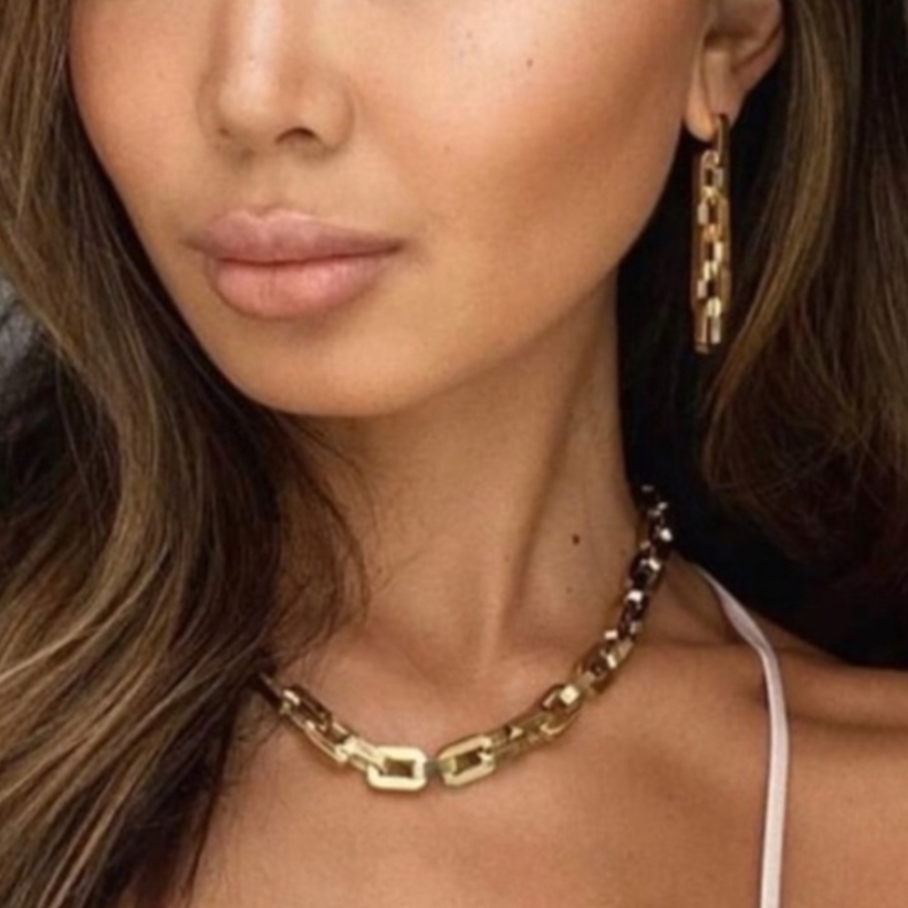 Eddie Borgo Supra Link 17" Necklace And Drop Earrings
